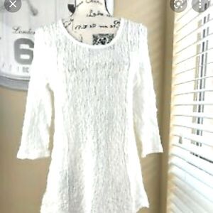 NWT Peck & Peck  S White puckered short sleeve top